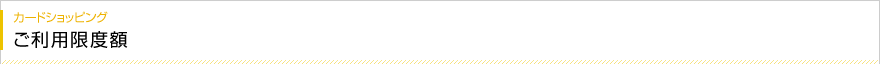 カードショッピング ご利用限度額