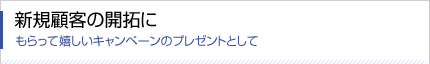 もらって嬉しいキャンペーンのプレゼントとして 新規顧客の開拓に